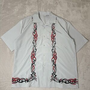 Vintage Men's Anchor Blue Short Sleeve Button Up Size Extra Large Preowned Grey
